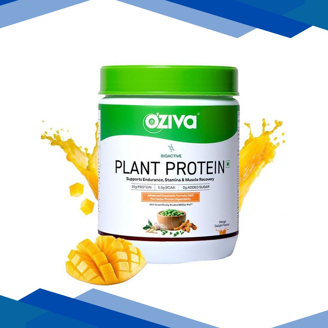 Oziva Bioactive Plant Protein (25G Vegan Protein) For Endurance & Muscle Recovery Plant-Based Protein (500G, Mango Delight) 1’s