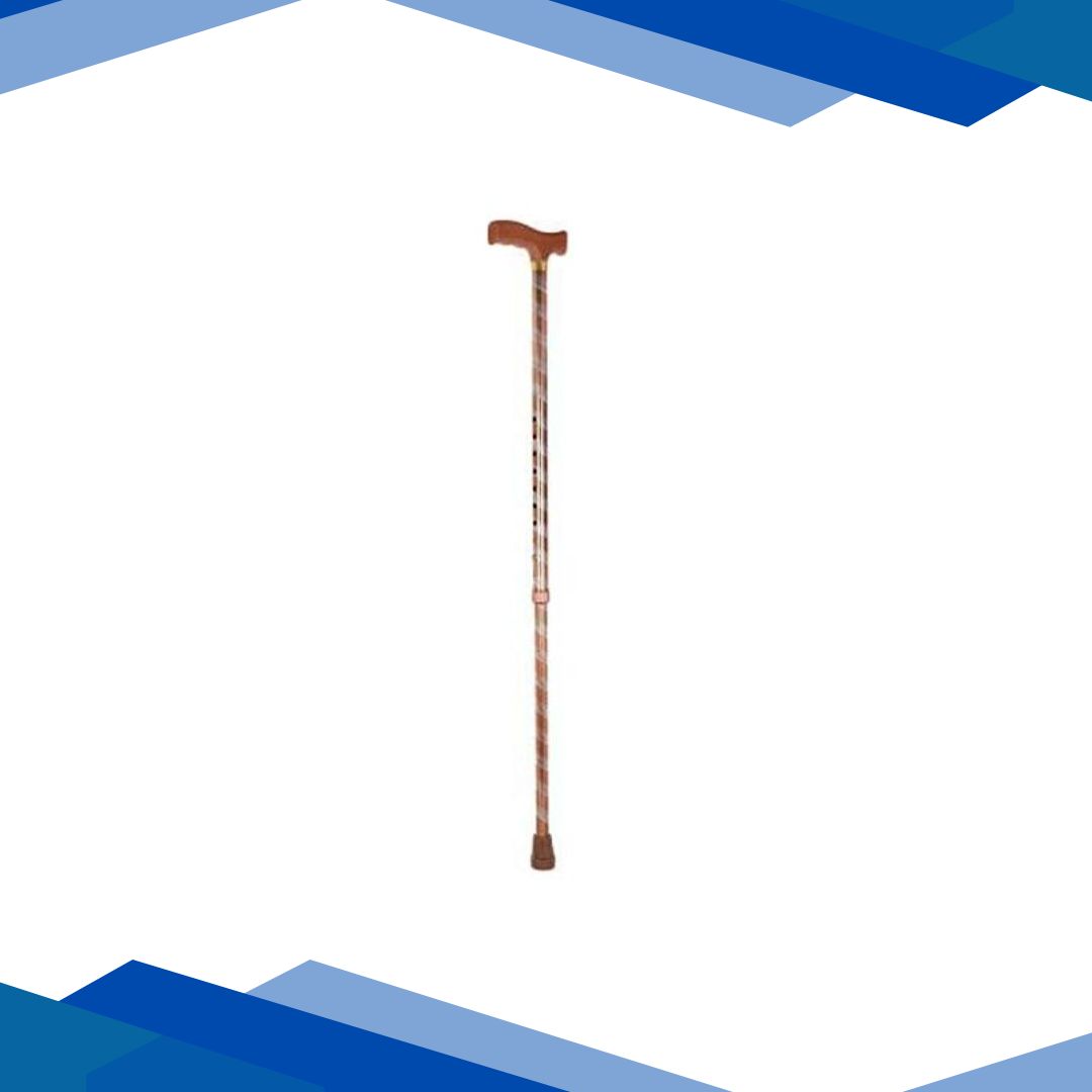 Paxmax Premium Aluminum L Type Walking Stick – Brown Carving