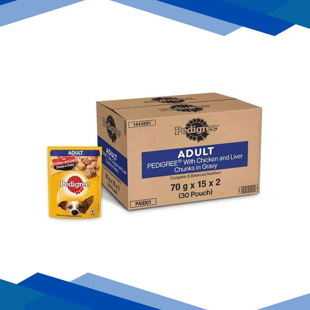 Pedigree Adult Chicken & Liver Chunks in Gravy (Pack of 70gm x 30) 2100 gm