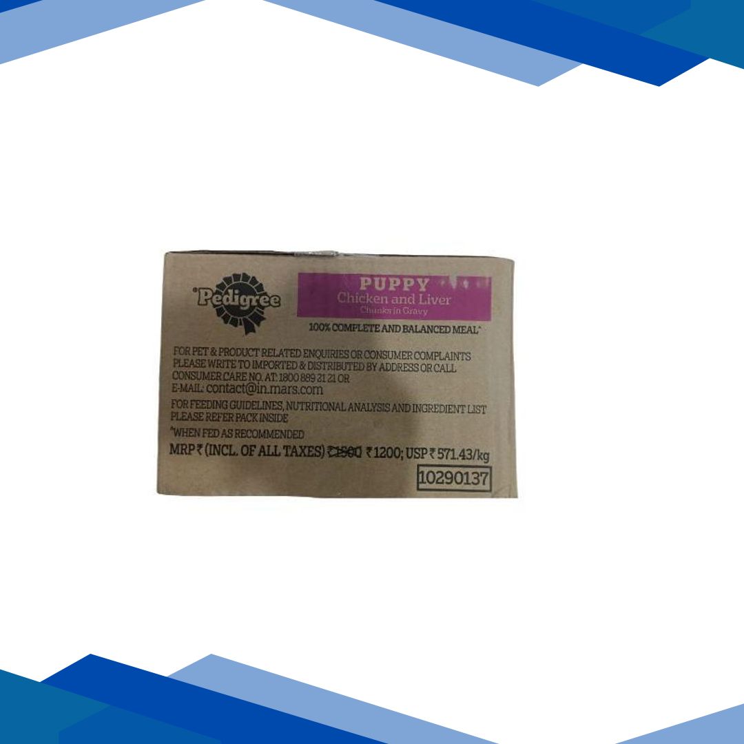 Pedigree Puppy Chicken & Liver Chunks Flavour in Gravy (Pack of 70gm x 30) 2100 gm