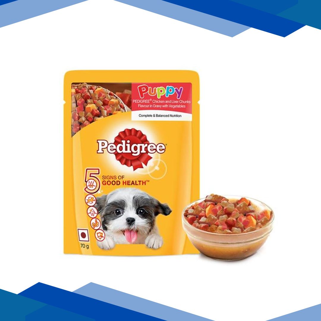 Pedigree Puppy Chicken & Liver Chunks Flavour in Gravy with Vegetables 70 gm