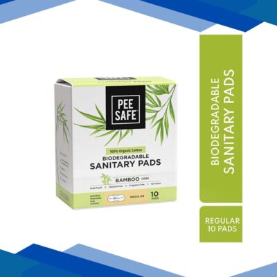 Pee Safe 100% Organic Cotton Biodegradable Sanitary Pads (Regular) 10’s