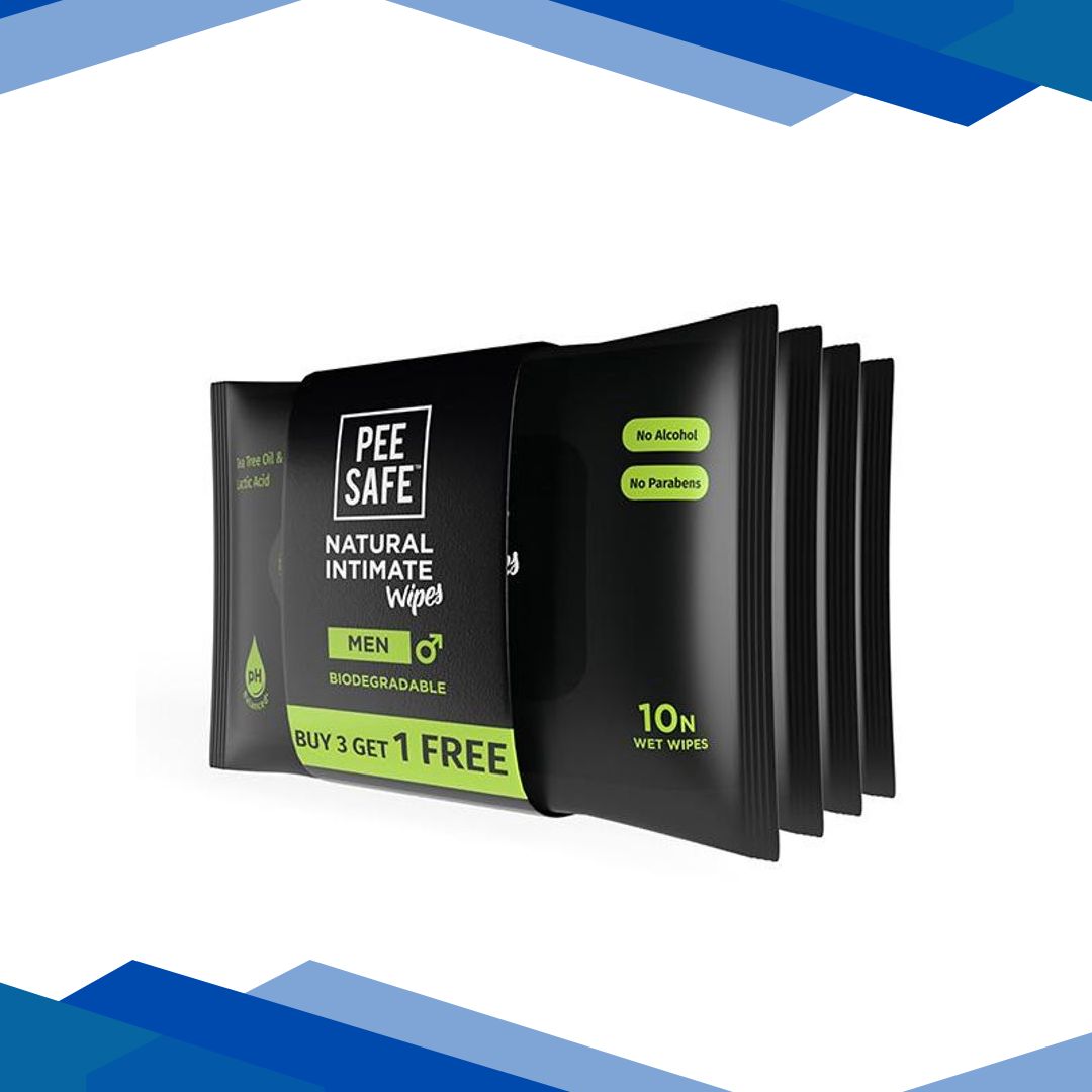 Pee Safe Intimate Wipes for Men, Biodegradable, pH Balanced 10 wipes each 4’s