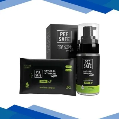 Pee Safe Men’s Wash 100ml & Intimate Wipes, pH Balance (Pack of 10) 1’s