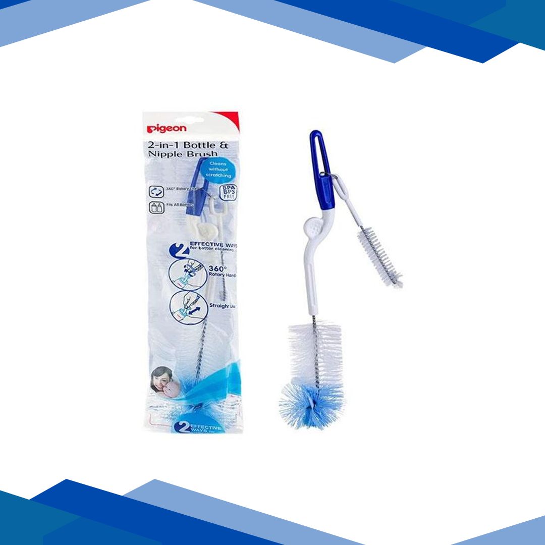 Pigeon 2-in-1 Bottle & Nipple Nylon Brush 1’s
