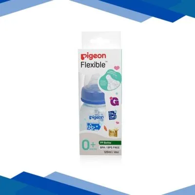 Pigeon Flexible 0+ Months PP Feeding Bottle – Blue 120 ml