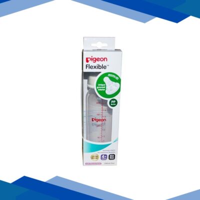 Pigeon Flexible PP Feeding Bottle with Round Base Nipple (M) – White 240 ml