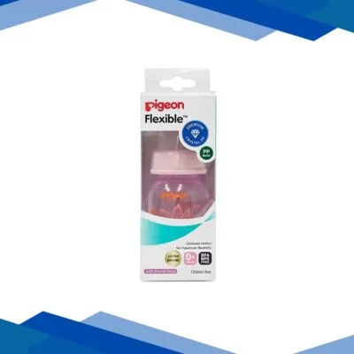 Pigeon Peristaltic Clear Nursing Bottle Rpp – Pink (Foral) 120 ml