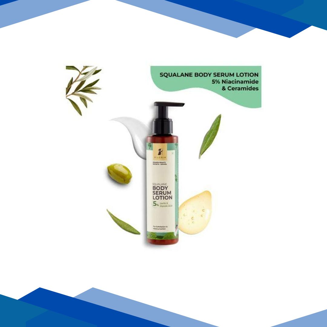 Pilgrim Squalane 5% Lactic &glycolic Acid Body Serum Lotion for Exfoliation & Hydration 150 ml