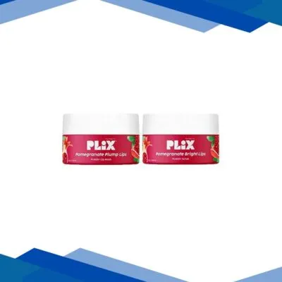 PLIX Pomegranate Lip Care Combo, Exfoliating Scrub and Plumping Lip Mask For Dark, Dry & Chapped Lips, Cocoa Butter & Chiuri Butter, Vitamin C & E 15gm each 2’s