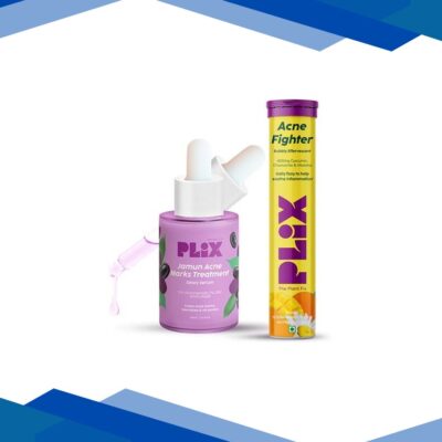 Plix The Plant Fix Acne Fighter 15 Effervescent Tablets 500Mg, And Face Serum Combo For Unisex 30 ml