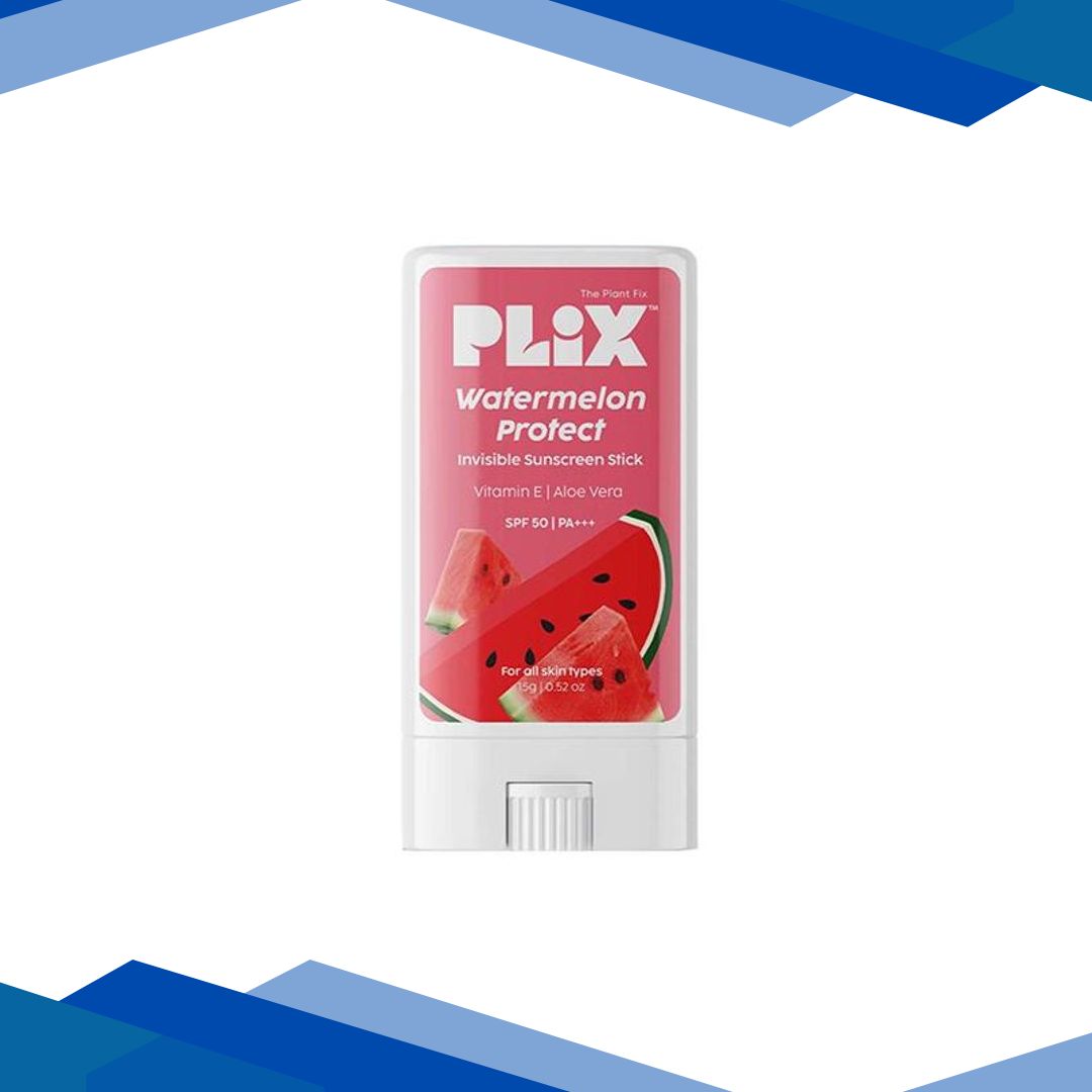 PLIX Watermelon Invisible Sunscreen Stick with SPF 50 PA +++, UVA & UVB Shield, No White Cast, Water Resistant, Intense Hydration, Quick Absorbing for Men & Women 15 gm