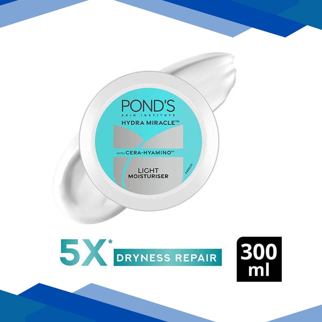 Pond’s Light Moisturiser With Cera-Hyamino for 5X Dryness Repair for Soft, Smooth Skin, 300ml