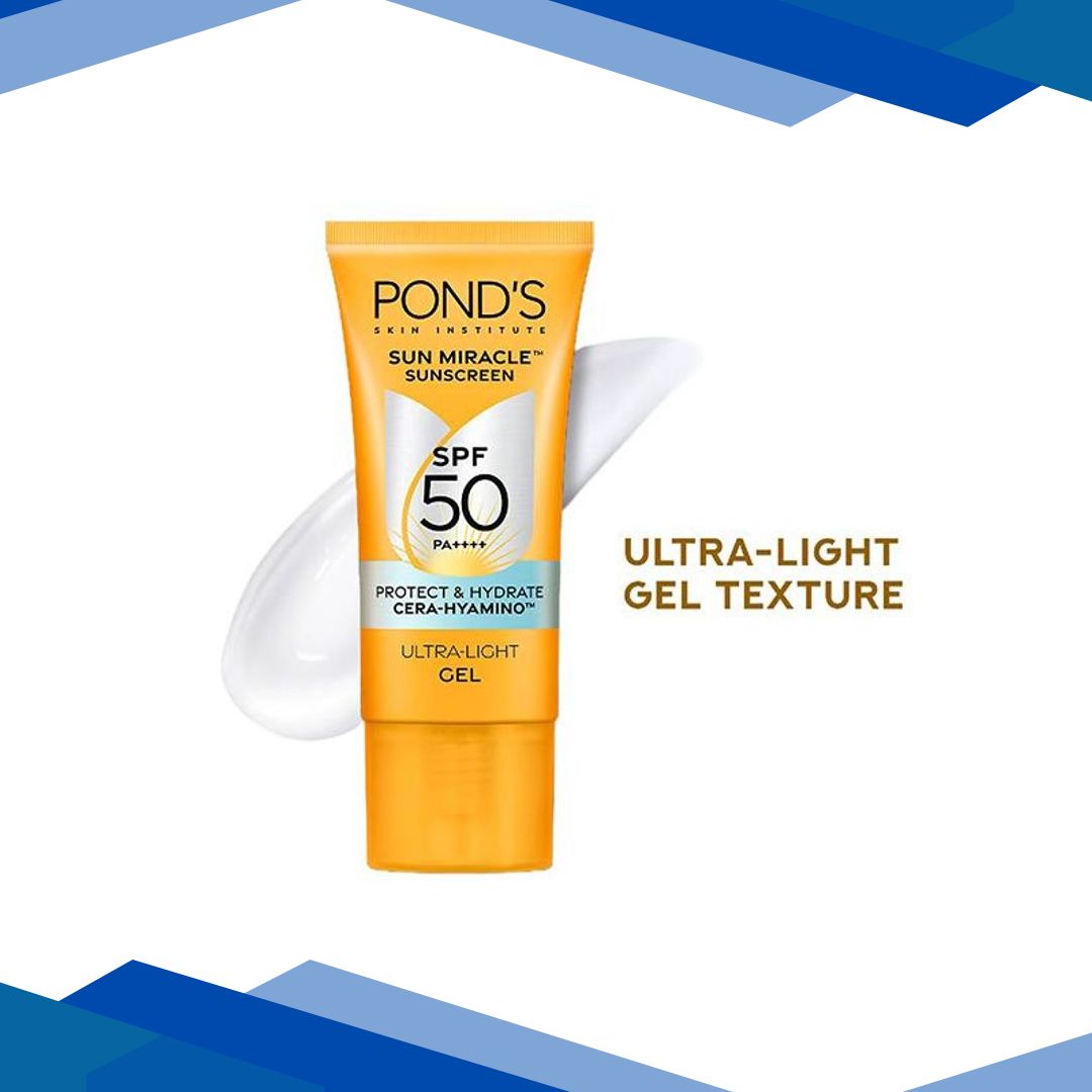 POND’s Sun Miracle SPF 50 PA+++ Ultra Light Gel Sunscreen – Protect & Hydrate, with Cera-Hyamino 50gm