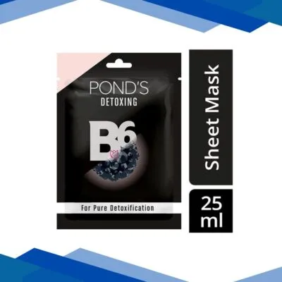 Pond’s Vitamin Duo Sheet Mask Detoxing 100% Bamboo Charcoal Fabric Moisturising Serum 25ml