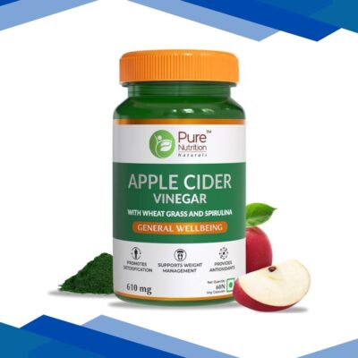 Pure Nutrition Apple Cider Vinegar with Wheat Grass & Spirulina 610 mg Veg Capsule 60’s