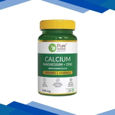 Pure Nutrition Calcium Magnesium + Zinc 1400 mg Veg Tablet 60’s