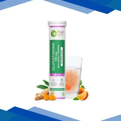 Pure Nutrition Glutathione , with Vitamin C & Saffron Effervescent Tablet – Orange 15’s