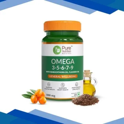 Pure Nutrition Omega 3 5 6 7 9 with Seabuckthorn oil 1000 mg Veg Softgels 30’s