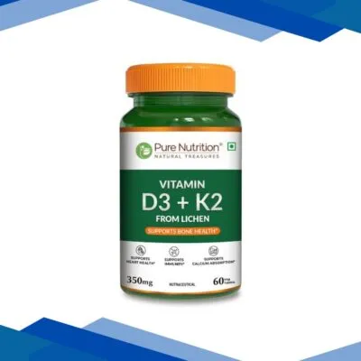 Pure Nutrition Vitamin D3 + K2 FROM LICHEN 350 mg Veg Tablet 60’s