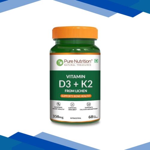 Pure Nutrition Vitamin D3 + K2 FROM LICHEN 350 mg Veg Tablet 60’s