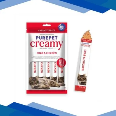 Purepet Creamy Cat Lickable – Treats Crab & Chicken (Buy 4 Get 1 Free) 1’s