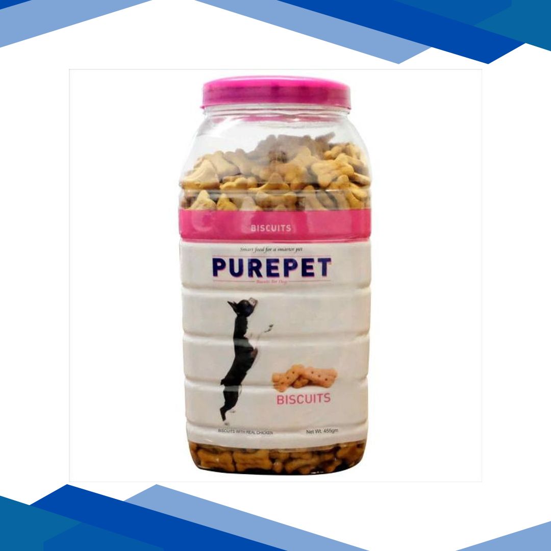 Purepet Mutton Flavour, Real Chicken Biscuit,Dog Treats- Jar 455 gm