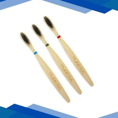 Purexa Biodegradable Bamboo Soft Toothbrush – Charcoal (Pack of 3)