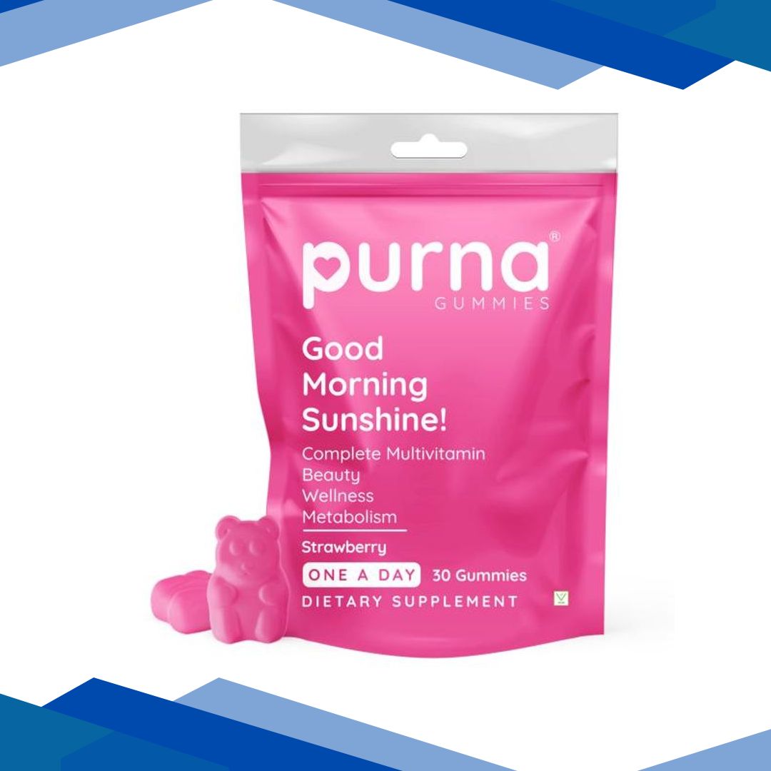 Purna Gummies Immunity Multivitamin Strawberry Gummies for Adults, Vitamins A, C, D, E, B12 30’s