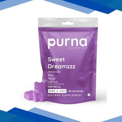 Purna Gummies Melatonin Wild Berry Flavor Gummies for Sleep Well and Reduced Stress 30’s