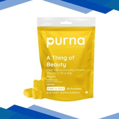 Purna Gummies Vitamin C Lemon and Zinc for Adults and Kids, Immunity Boost, Skincare 30’s