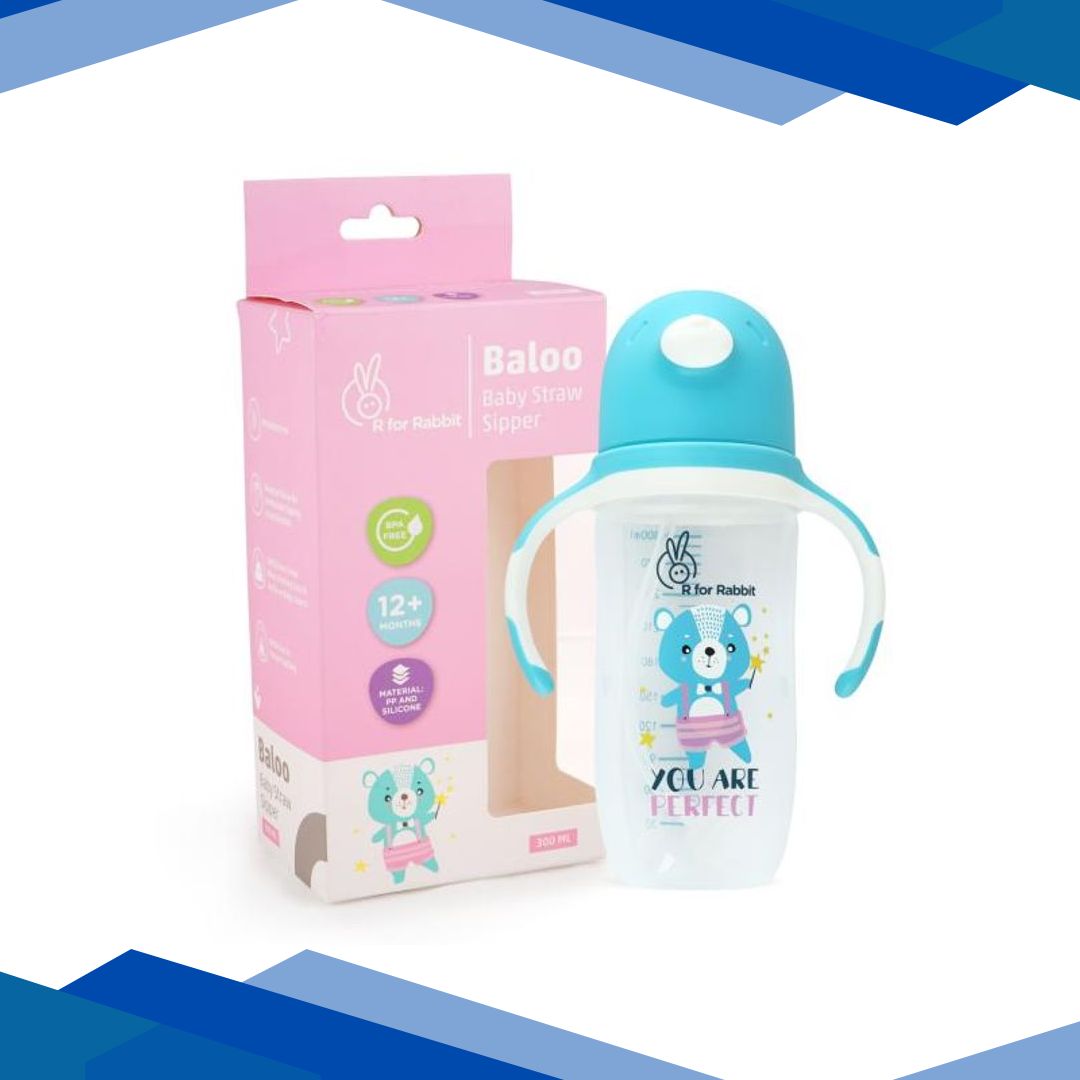 R for Rabbit Baloo Baby Straw Sipper 300 ml – Blue