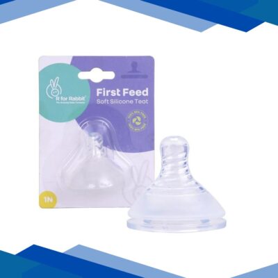 R for Rabbit First Feed Soft Silicone Teat for Glass/PP Bottle(6m+)(Size – X) 1’s