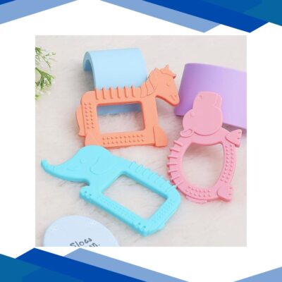 R for Rabbit Tiny Bites Safari Silicone Teether – Blue, Pink, Orange (Pack of 3) 1’s