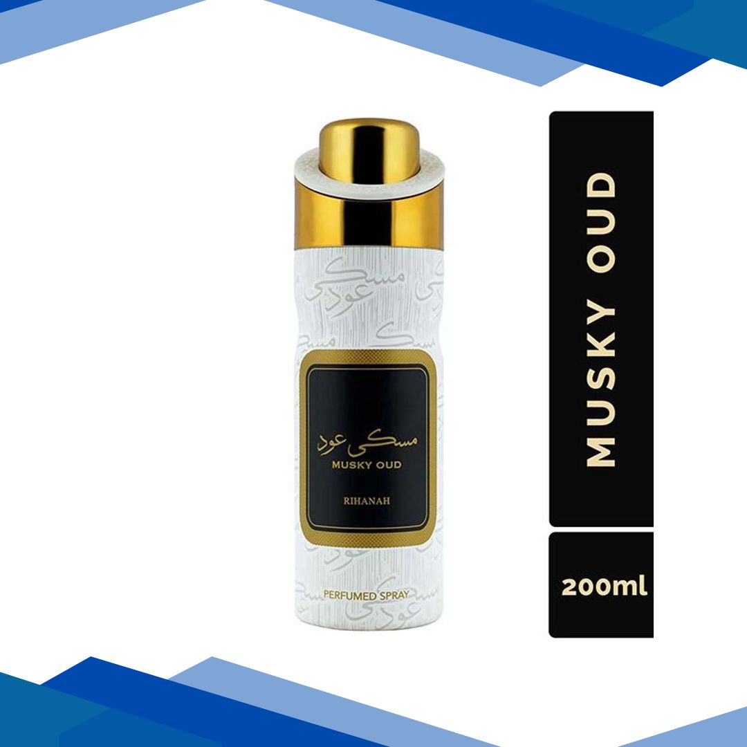 RIHANAH Musky Oud Deodorant For Men, Perfume Body Spray 200 ml