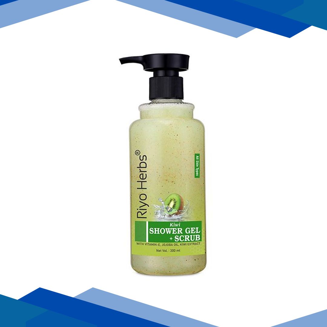 Riyo Herbs Kiwi Shower Gel + Scrub – Kiwi Vitamin E Jojoba Oil 300 ml