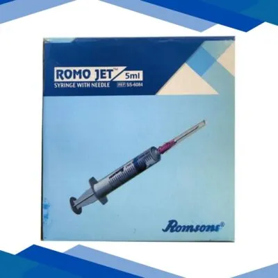 Romsons Romo Jet Syringe with Needle 5 ml (23G x 1.0 inch) (SS-6084)