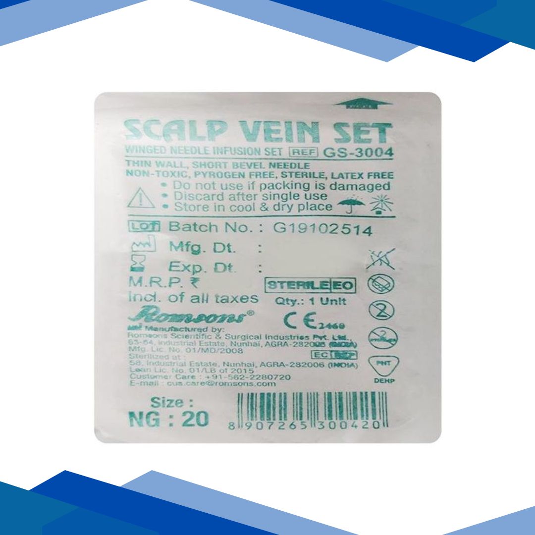 Romsons Scalp Vein Set – Size 20 (GS-3004)