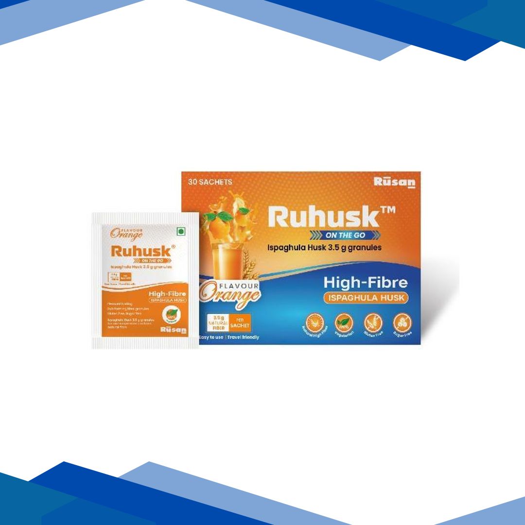 Rusan Ruhusk Ispaghula Husk 3.5 g Sachets – Orange Flavour 30’s