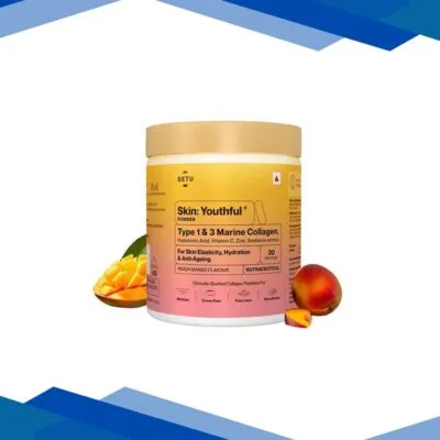 Setu Skin Youthful Marine Collagen Powder Supplements for men and women 210 g Peach Mango Flavour 1’s
