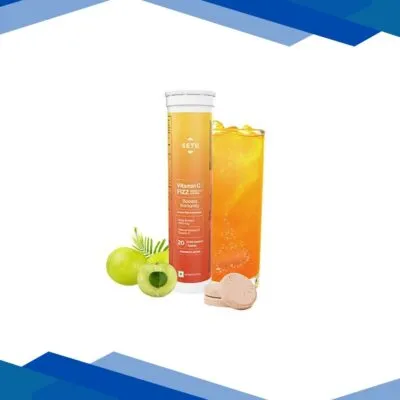 Setu Vitamin C Fizz – 20 Effervescent Tablets, Amla Extract & Zinc, Boost Immunity – Orange Flavour 1’s