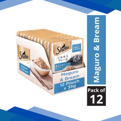Sheba Feast of Flakes for Cats – Sheba Fish Mix Maguro & Bream (Pack of 35 gm x 12) 1’s