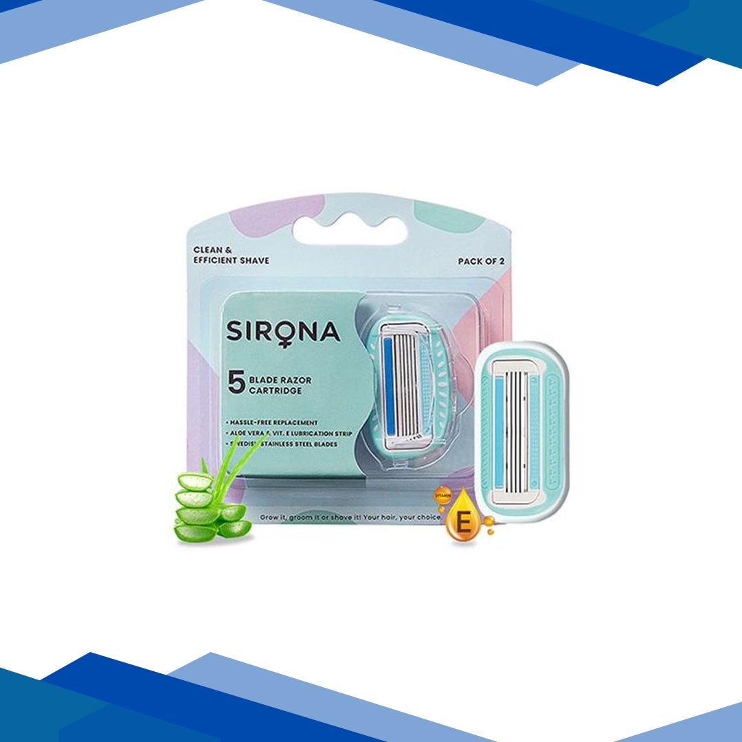 Sirona 5 Blade Cartridge Hair Removal Razor Refills for Women – Pack of 2 1’s