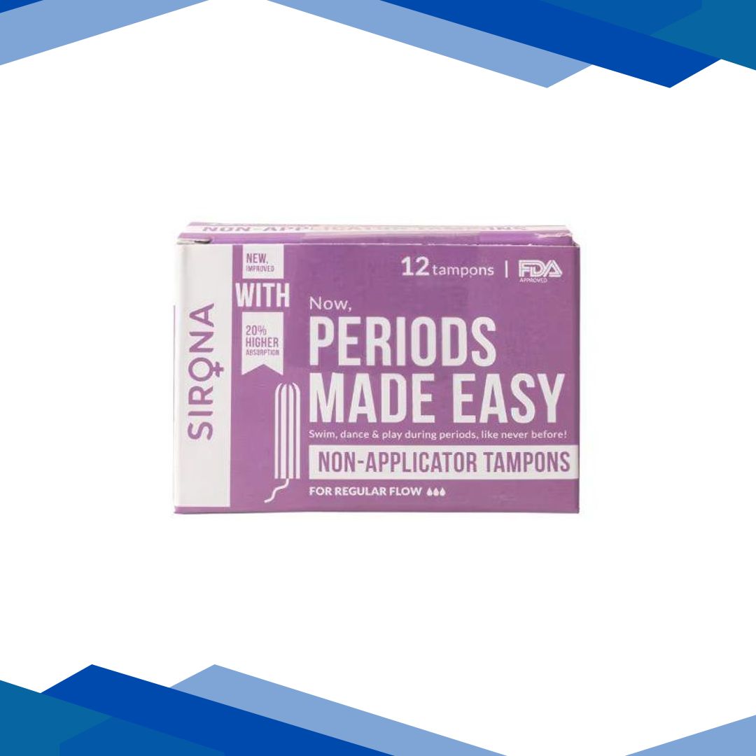 Sirona FDA Approved Non Applicator Tampon – Regular Flow 12’s