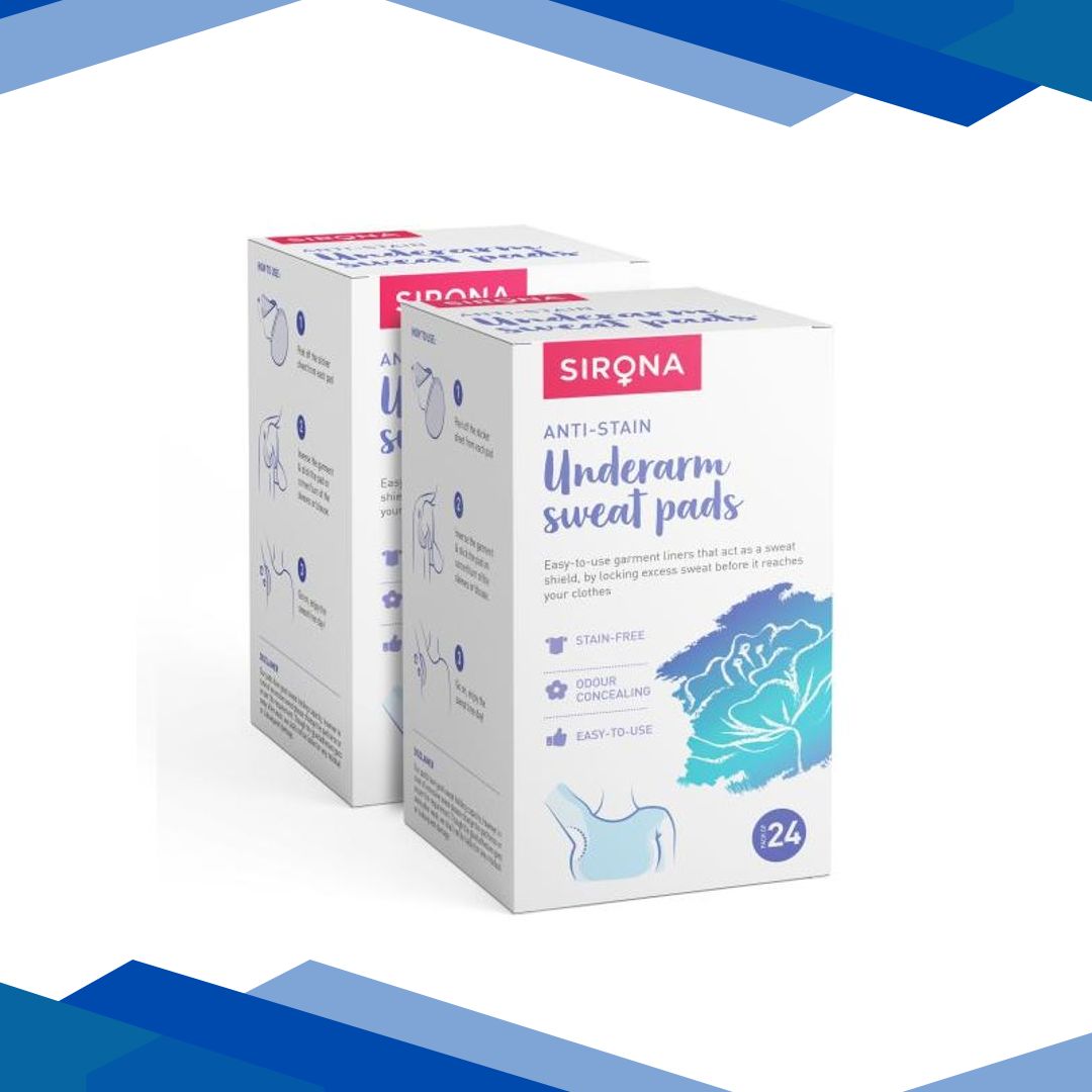 Sirona Under Arm Sweat Pads for Men and Women (Pack of 2 x 24’s)