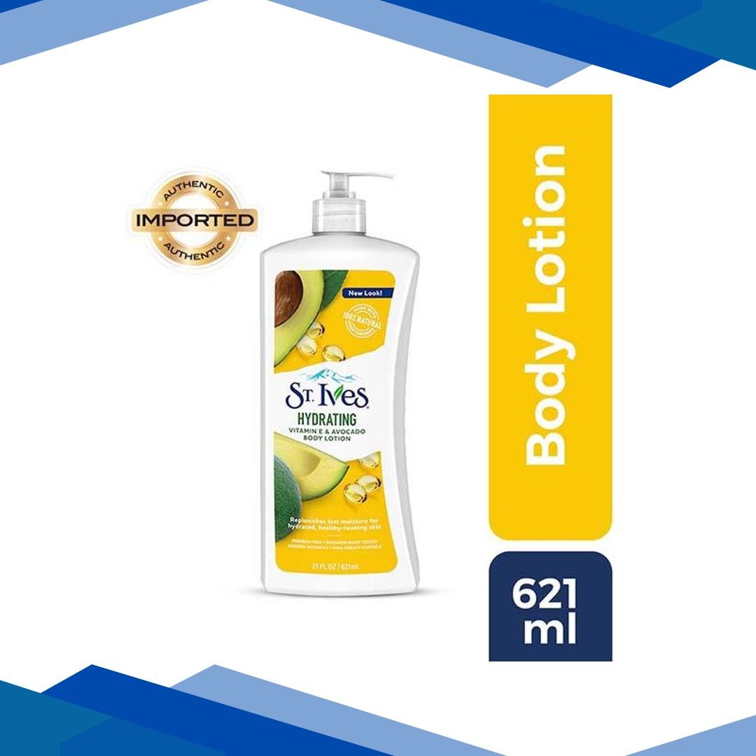 St. Ives Hydrating Vitamin E & Avocado Body Lotion 100% Natural Moisturizers 621 ml