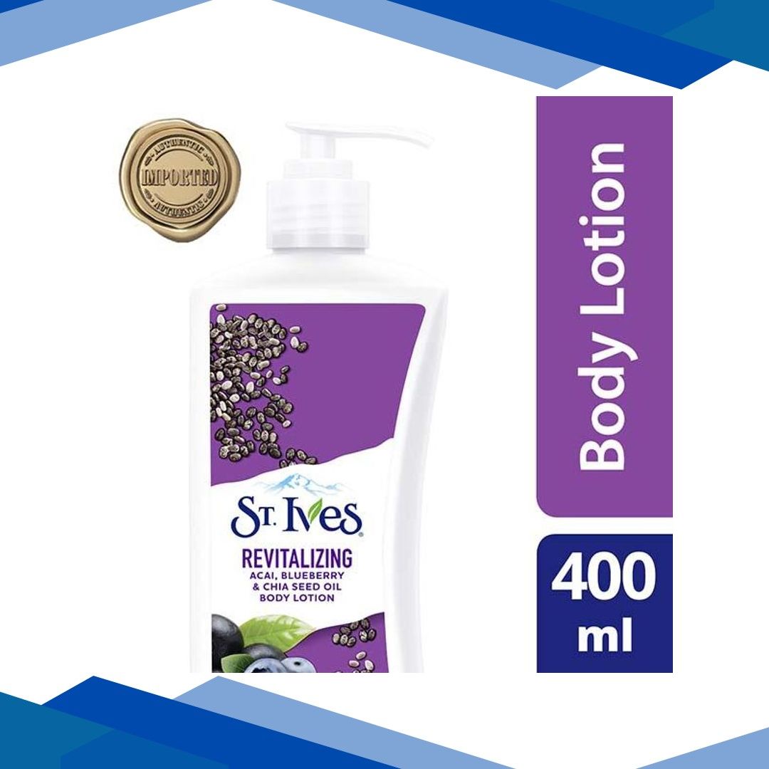 St. Ives Revitalizing Acai Blueberry & Chia Seed Body Lotion 100% Natural Moisturizers 400 ml