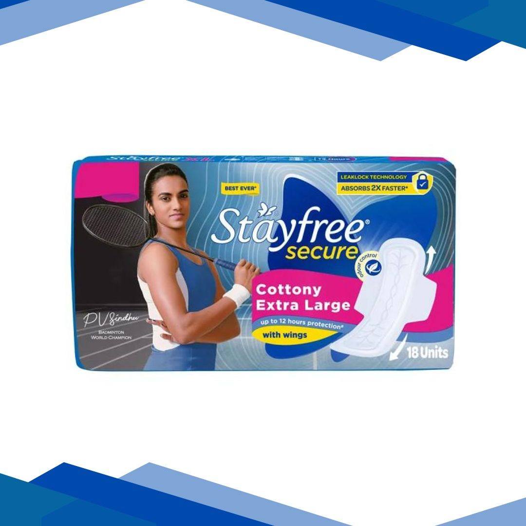 Stayfree Secure Cottony Comfort With Double Protection Sanitary Pads (Xl) 18’S