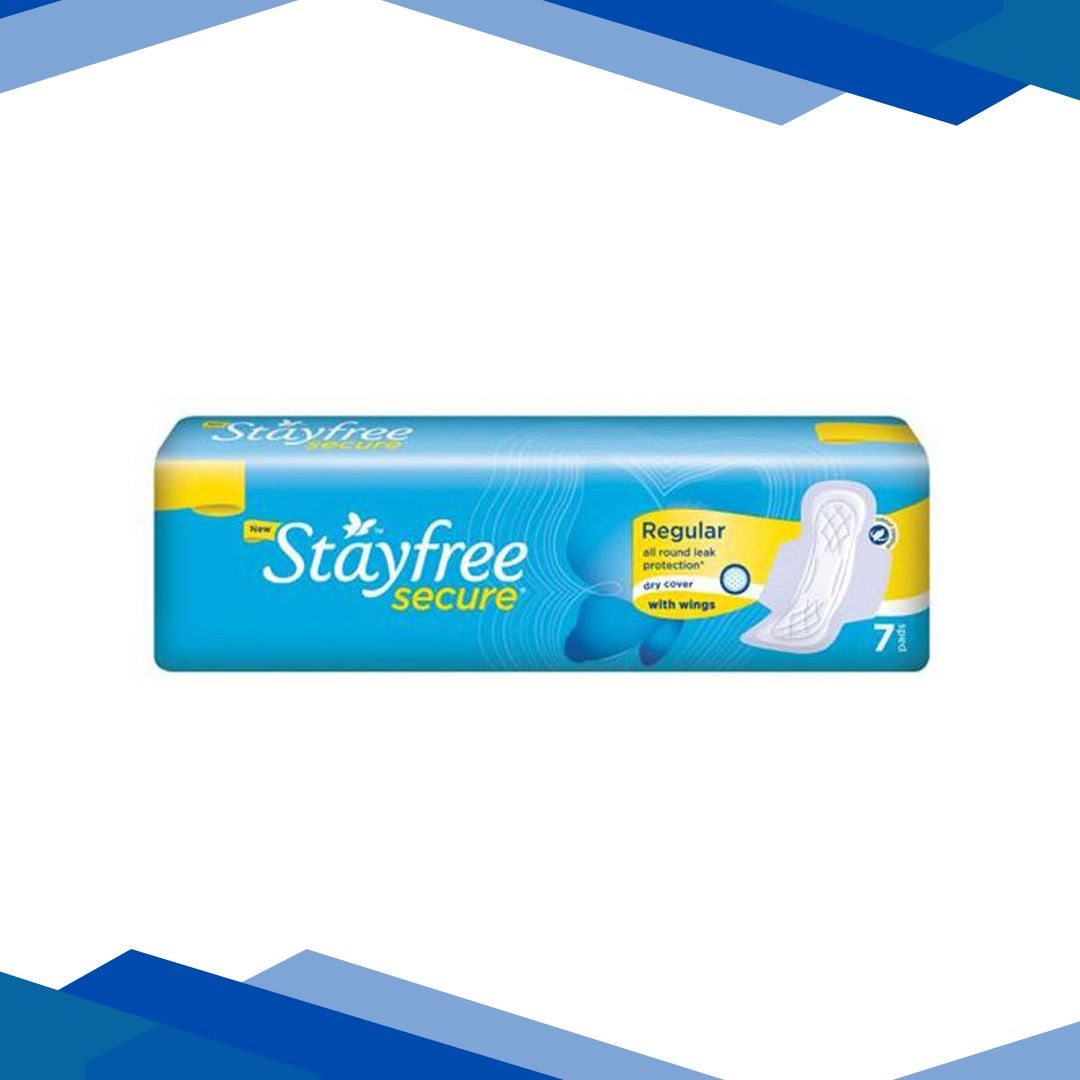Stayfree Secure Dry Cover with Wings Sanitary Pads – Regular 7’s