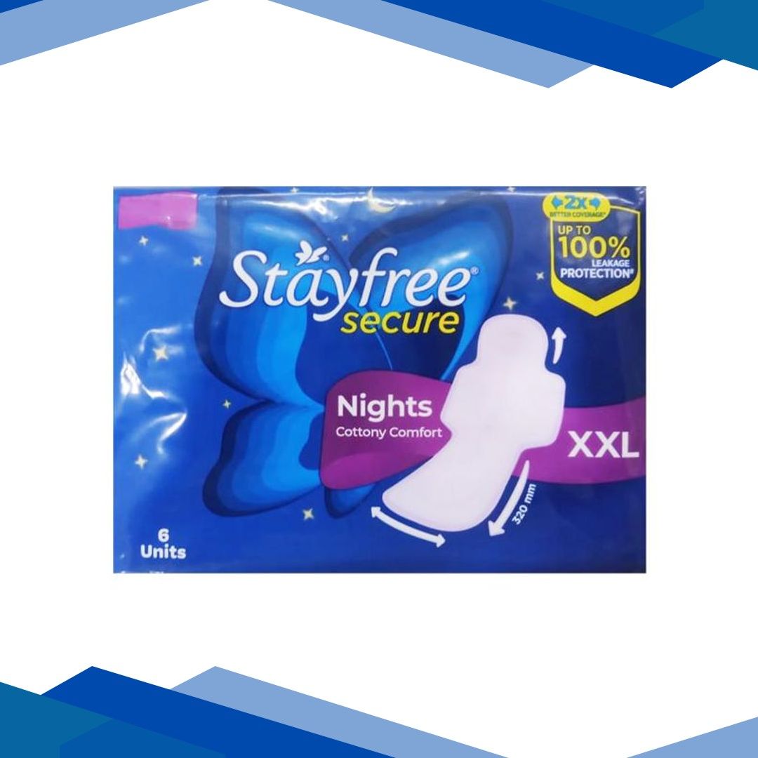 Stayfree Secure Nights Cotton Comfort XXL Pads 6’s